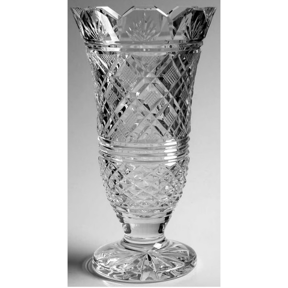 Waterford Georgian Strawberry Crystal Vase Castle Top Footed Signed 7"